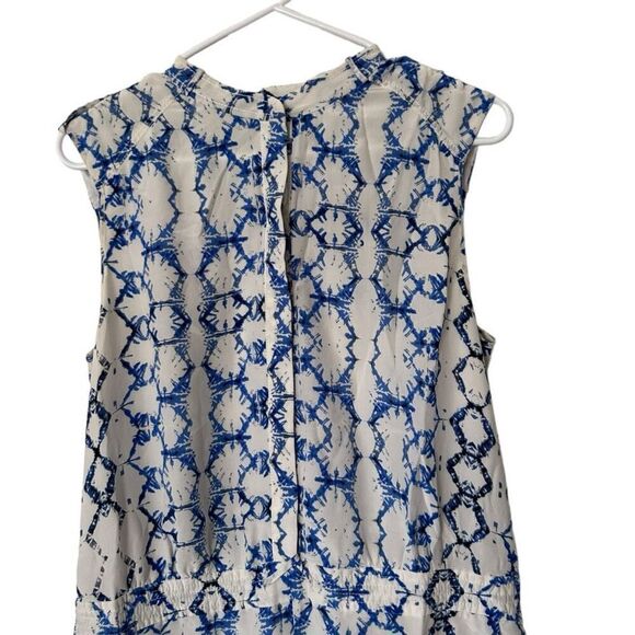 Rebecca Taylor Blue White Exclusive Tie-Dye Satin Sleeveless Short Romper Size 8 - Picture 2 of 12